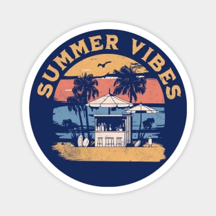 Summer Vibes - Palm Trees Beach Retro Tropical Summer Magnet